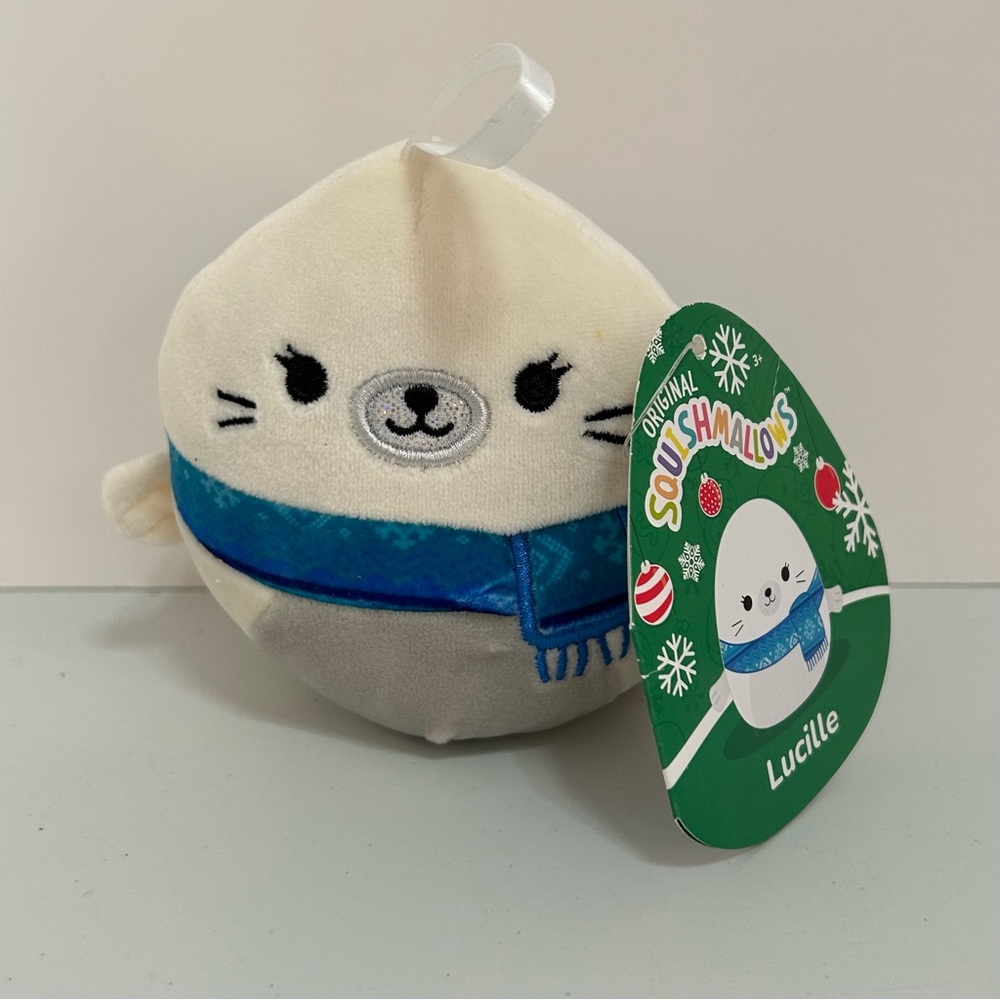 Squishmallows Lucille Seal with Blue Scarf